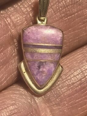 Vtg. Sterling Silver & Charoite Albert Fransisco Navajo Handmade Pendant Signed